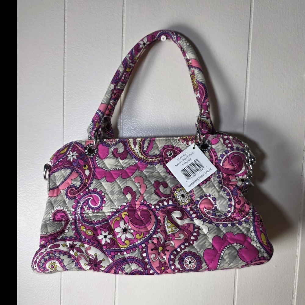 Vera Bradley Paisley Chain Bag Pink Quilted Shoulder Handbag Purse